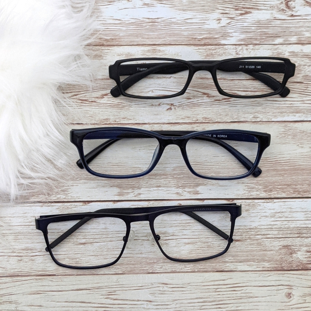 3 square frame glasses (glass removed)